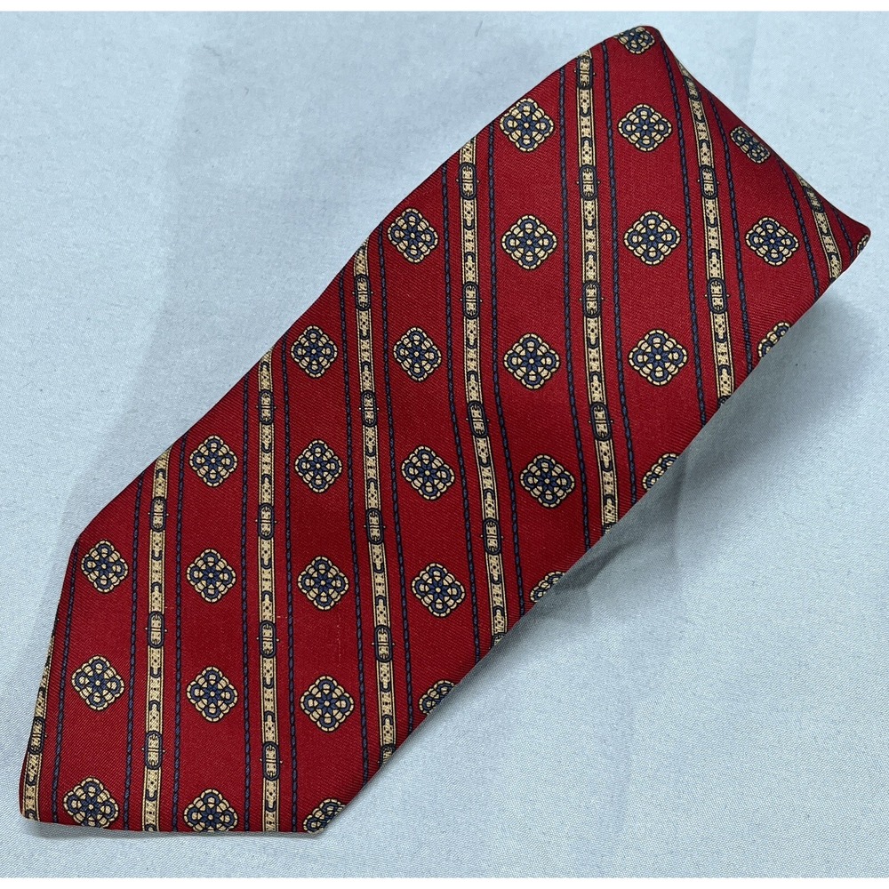 VTG VALENTINO PIETRO Maroon/Navy DIAGONAL STRIPES Squares 100% SILK Neck Tie
